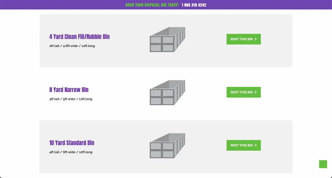 BXB Bins website homepage