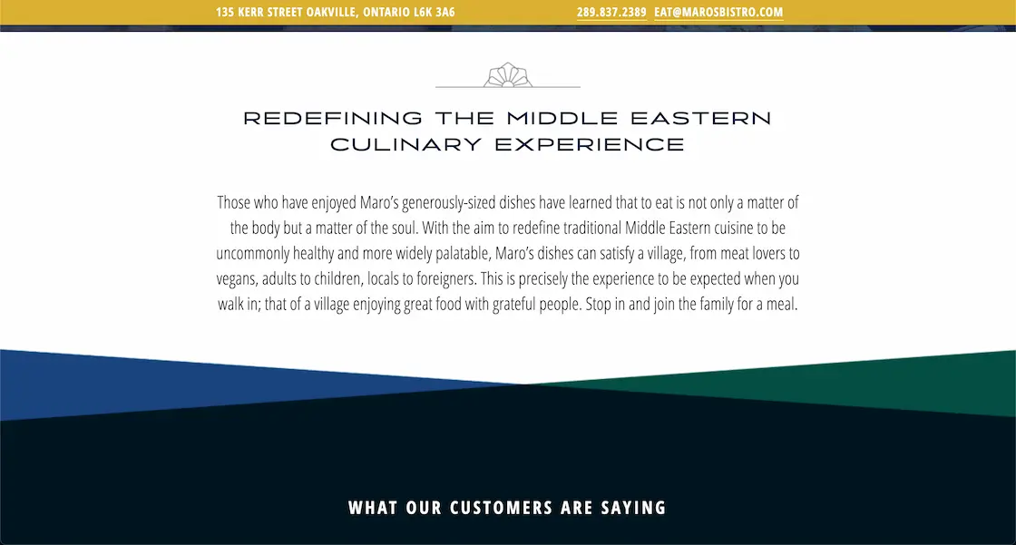 Maro's Bistro homepage design